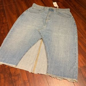 Midi denim skirt slit